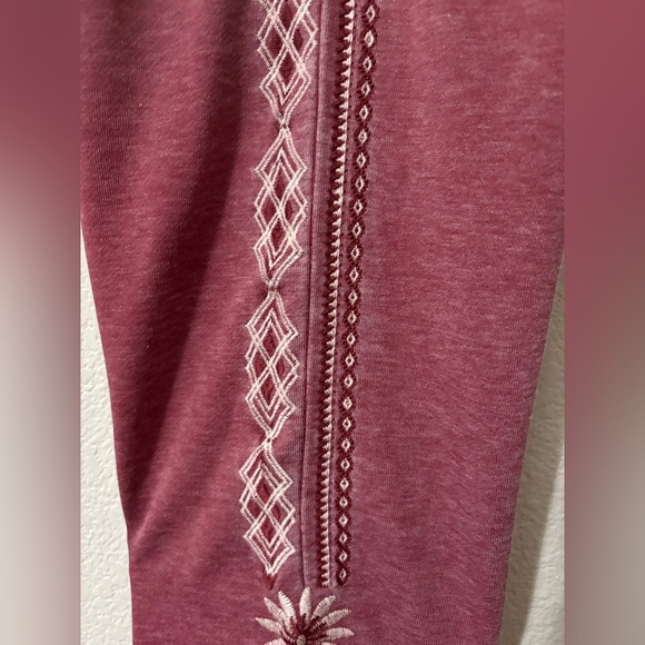 Driftwood Casey Heathered Joggers with Floral and Aztec Embroidery. Soft Fabric - Picture 7 of 12